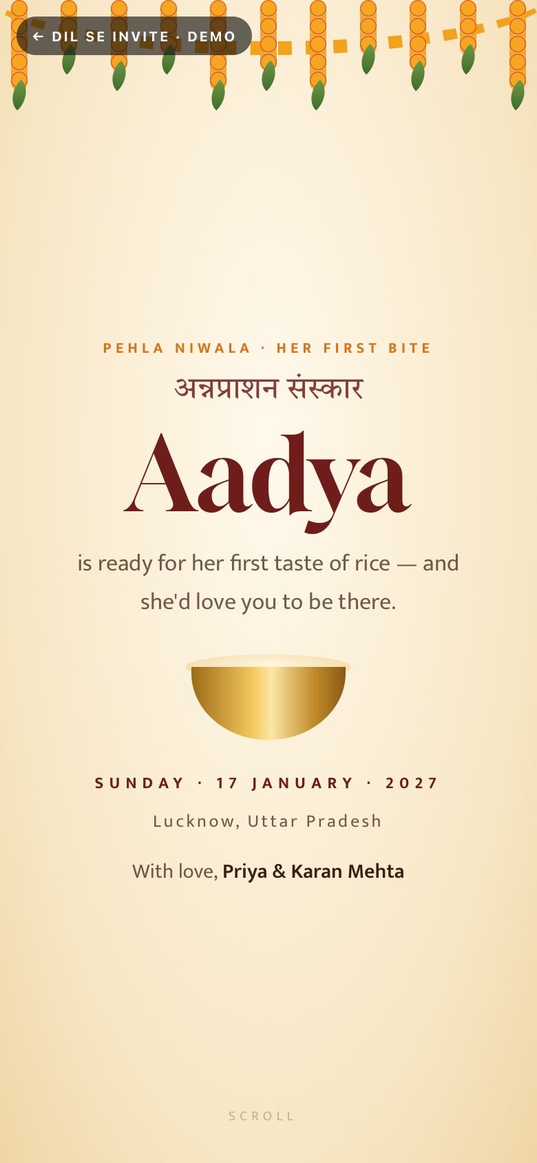 Pehla Niwala — Aadya · 6 months demo website