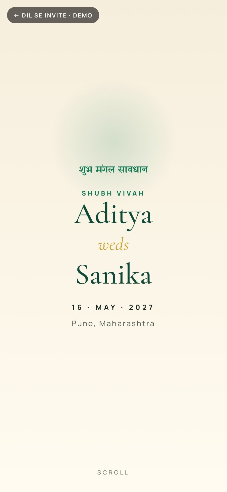 Antarpat · Shubh Mangal — Aditya × Sanika demo website