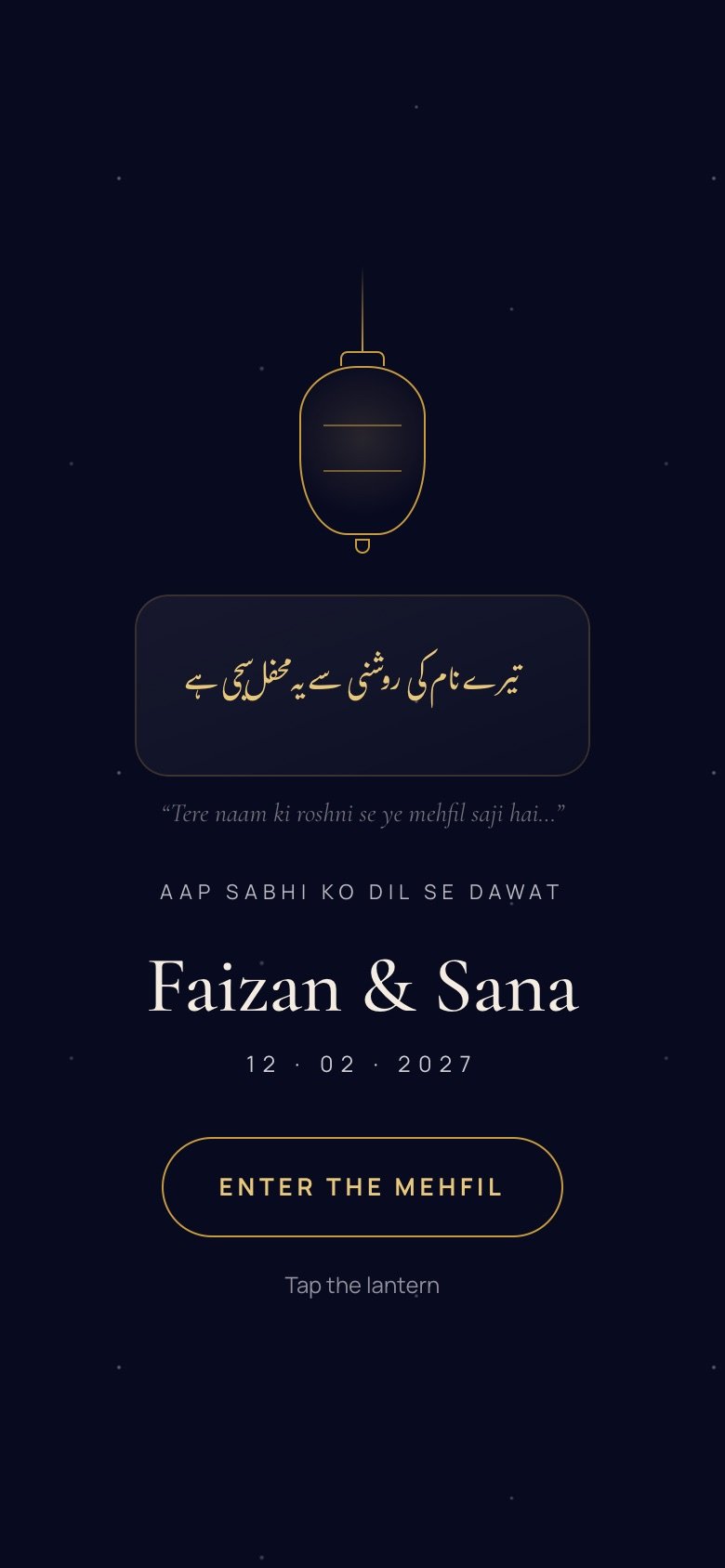 Mehfil-e-Nikah — Faizan × Sana demo website