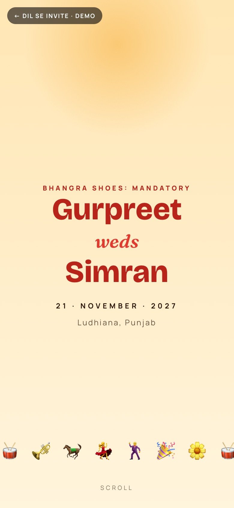 Dhol Baaje — Gurpreet × Simran demo website