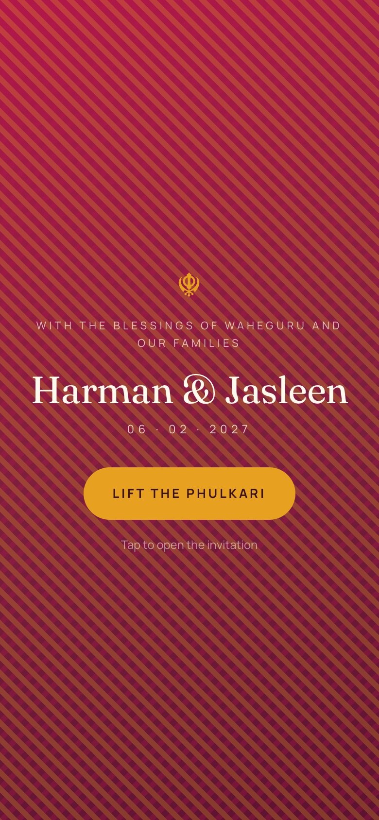 Anand Karaj · Phulkari — Harman × Jasleen demo website