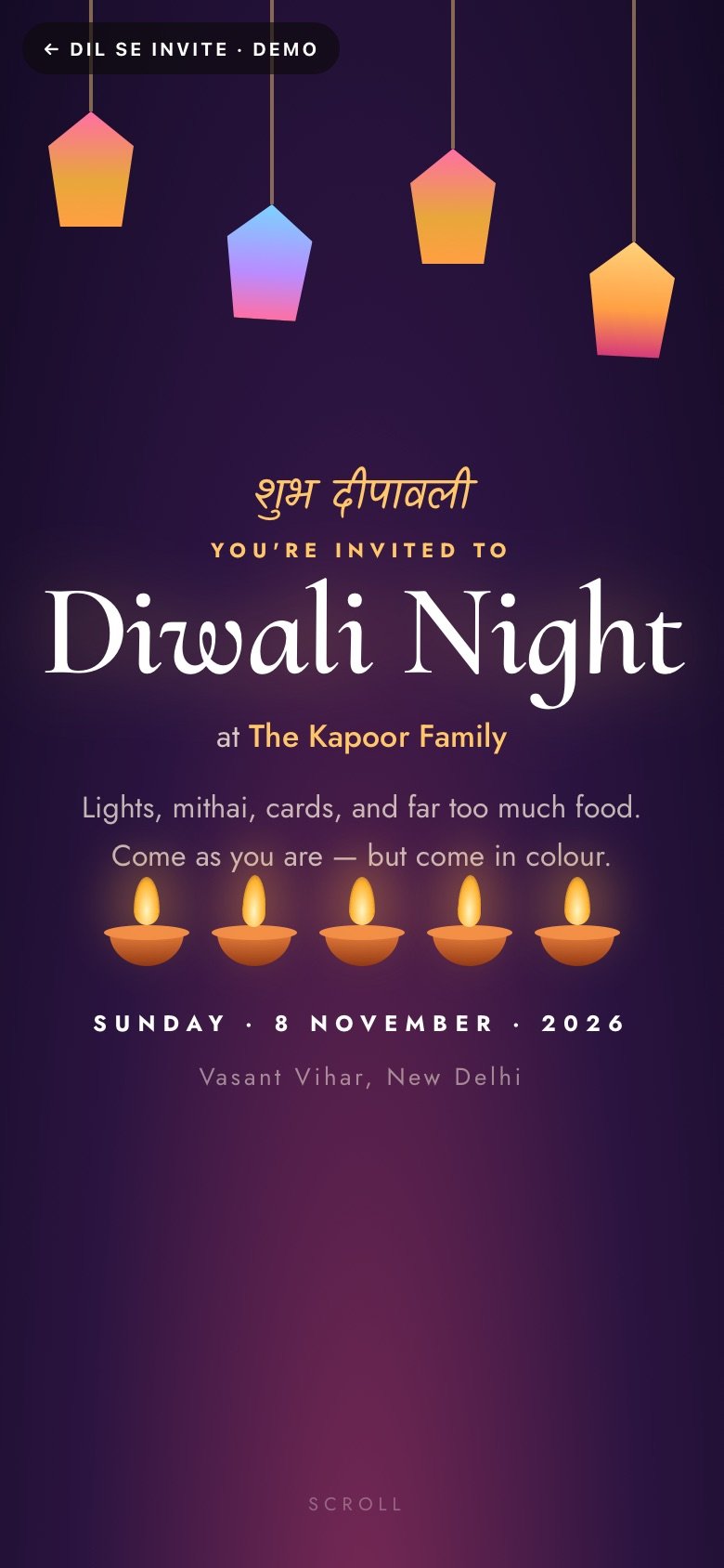 Deepotsav — The Kapoor Family demo website