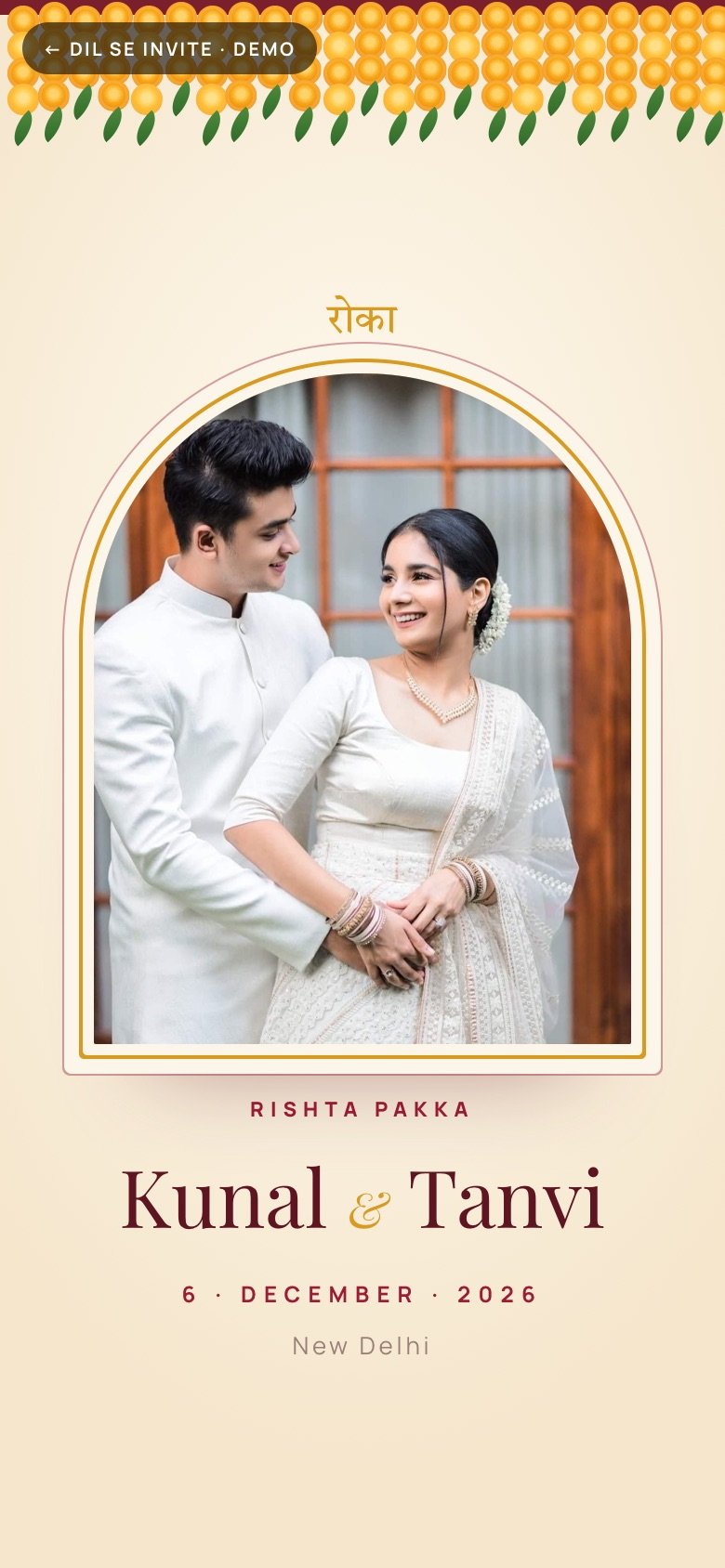 Roka · Shagun — Kunal × Tanvi demo website