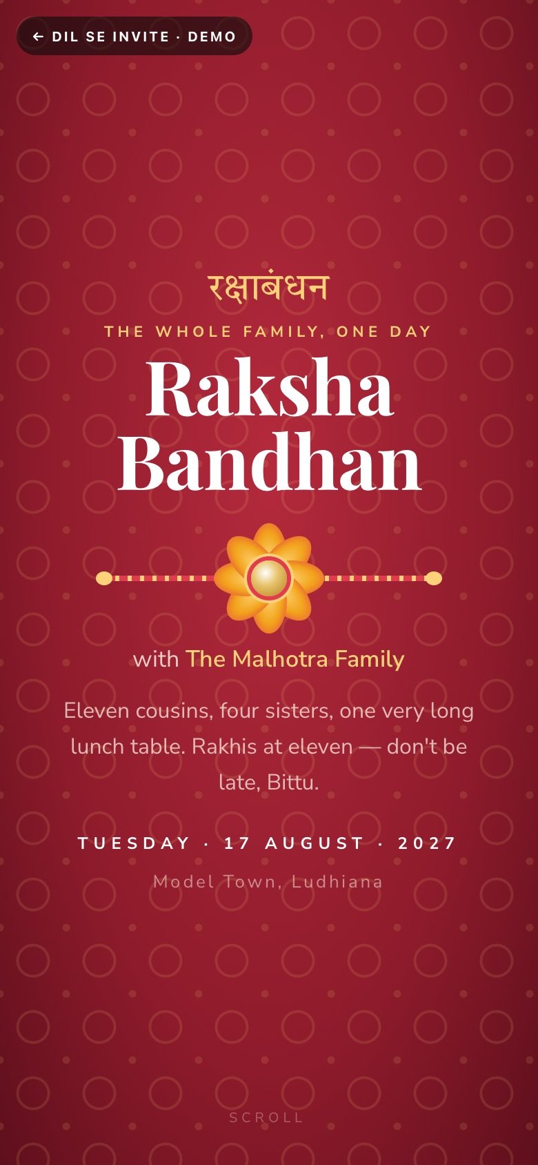 Rakhi Dhaaga — The Malhotra Family demo website
