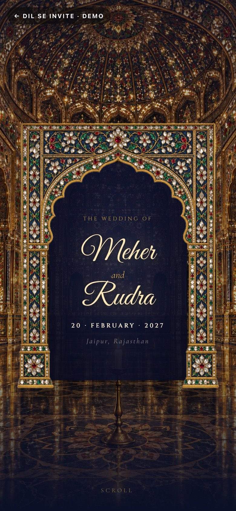 Sheesh Mahal · Palace of Mirrors — Meher × Rudra demo website