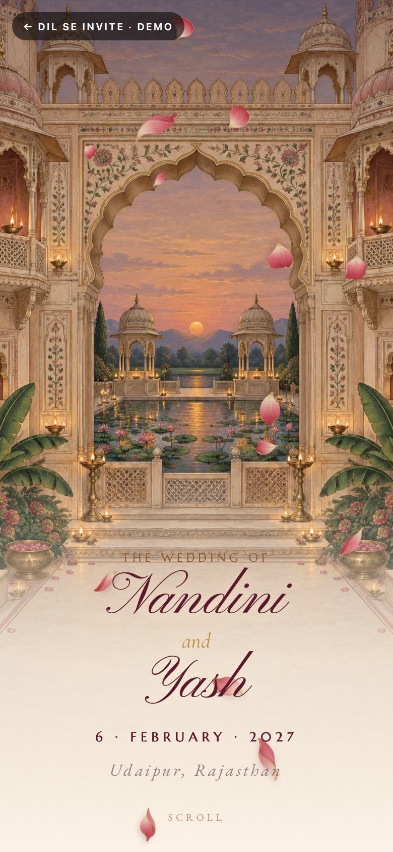 Rang Mahal · Palace of Lamps — Nandini × Yash demo website
