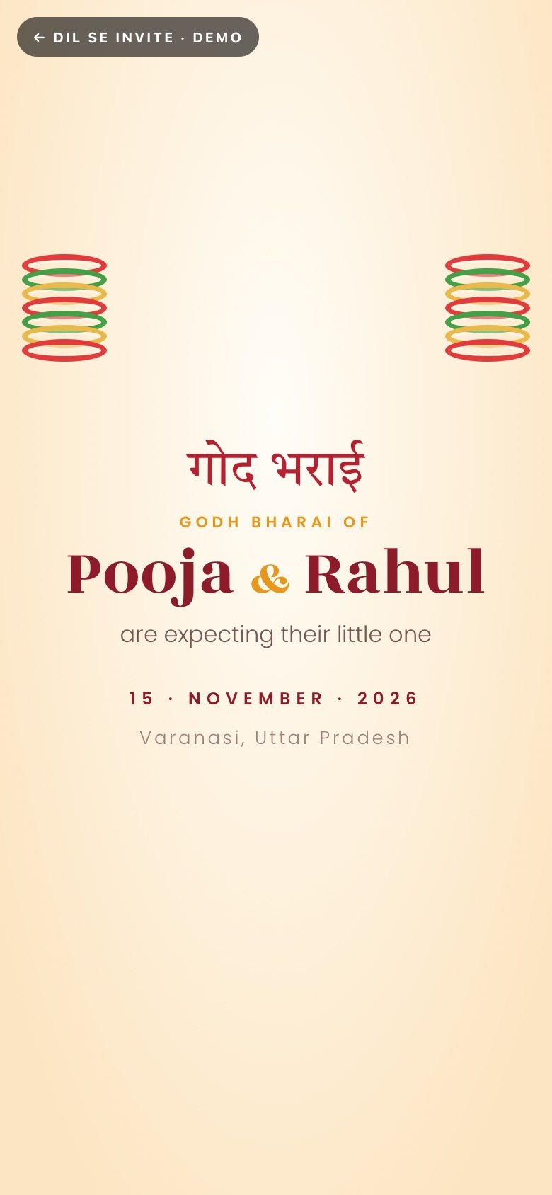 Godh Bharai — Pooja × Rahul demo website