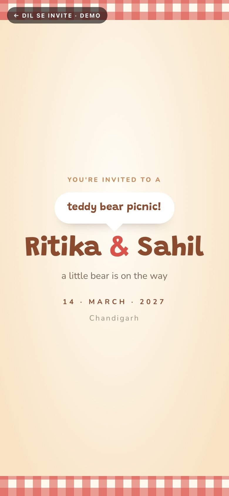 Teddy Bear Picnic — Ritika × Sahil demo website
