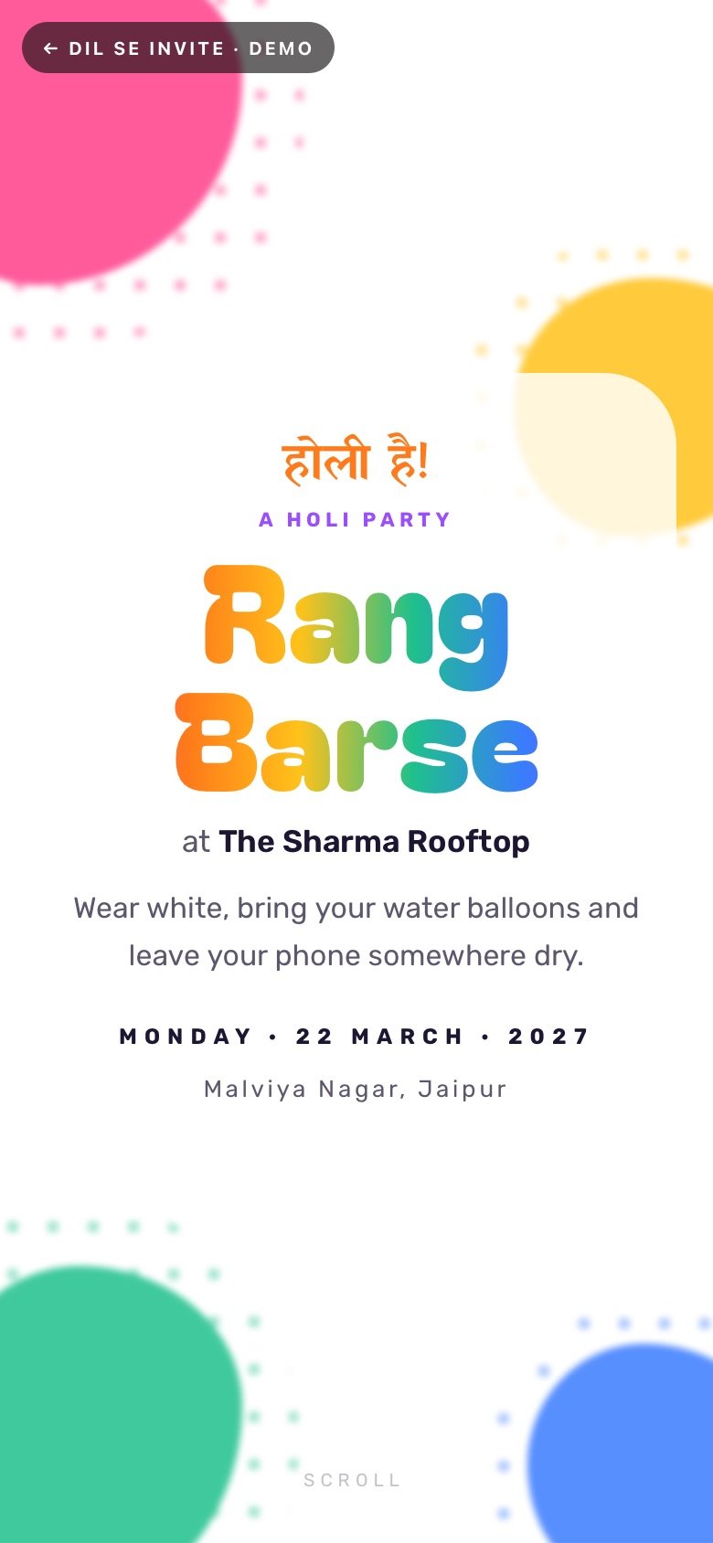 Rang Barse — The Sharma Rooftop demo website