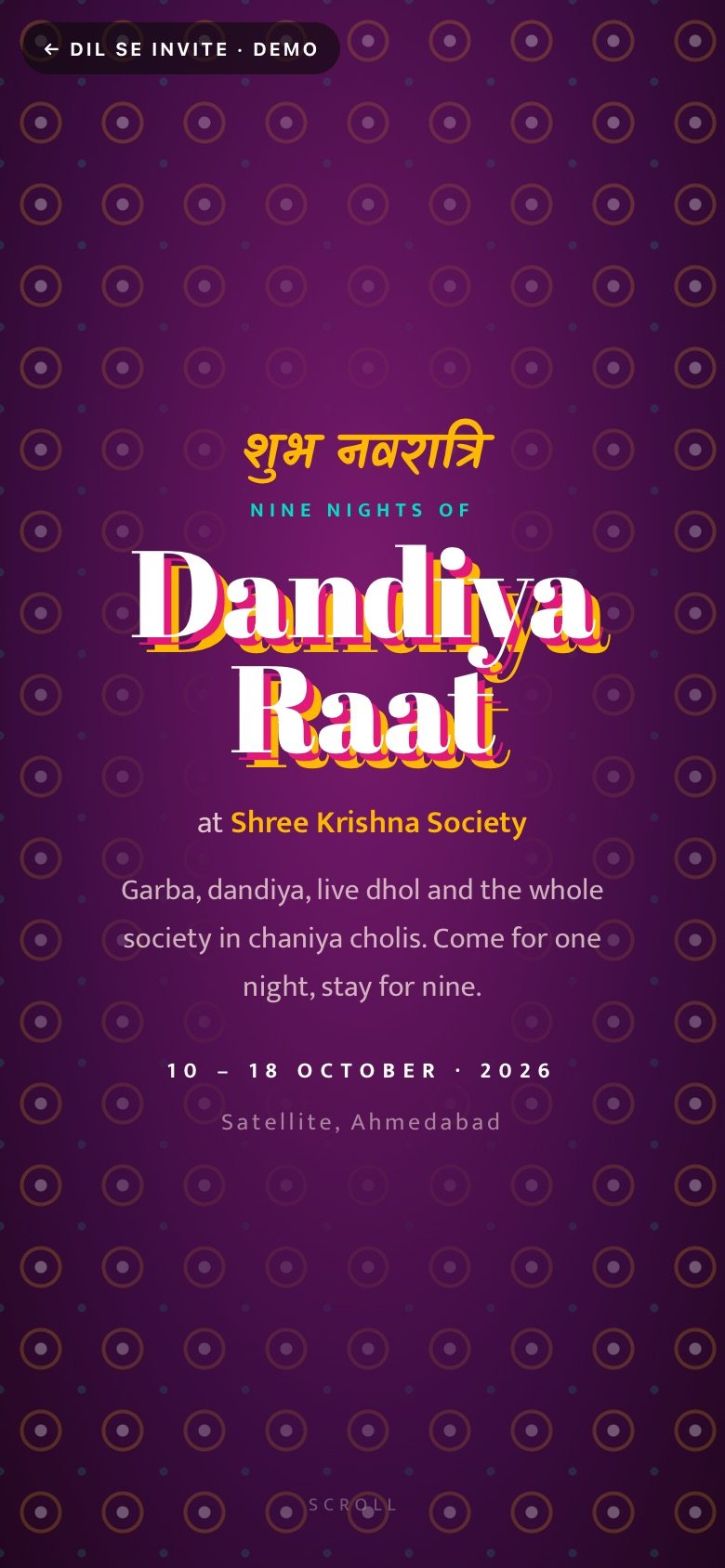 Dandiya Raat — Shree Krishna Society demo website