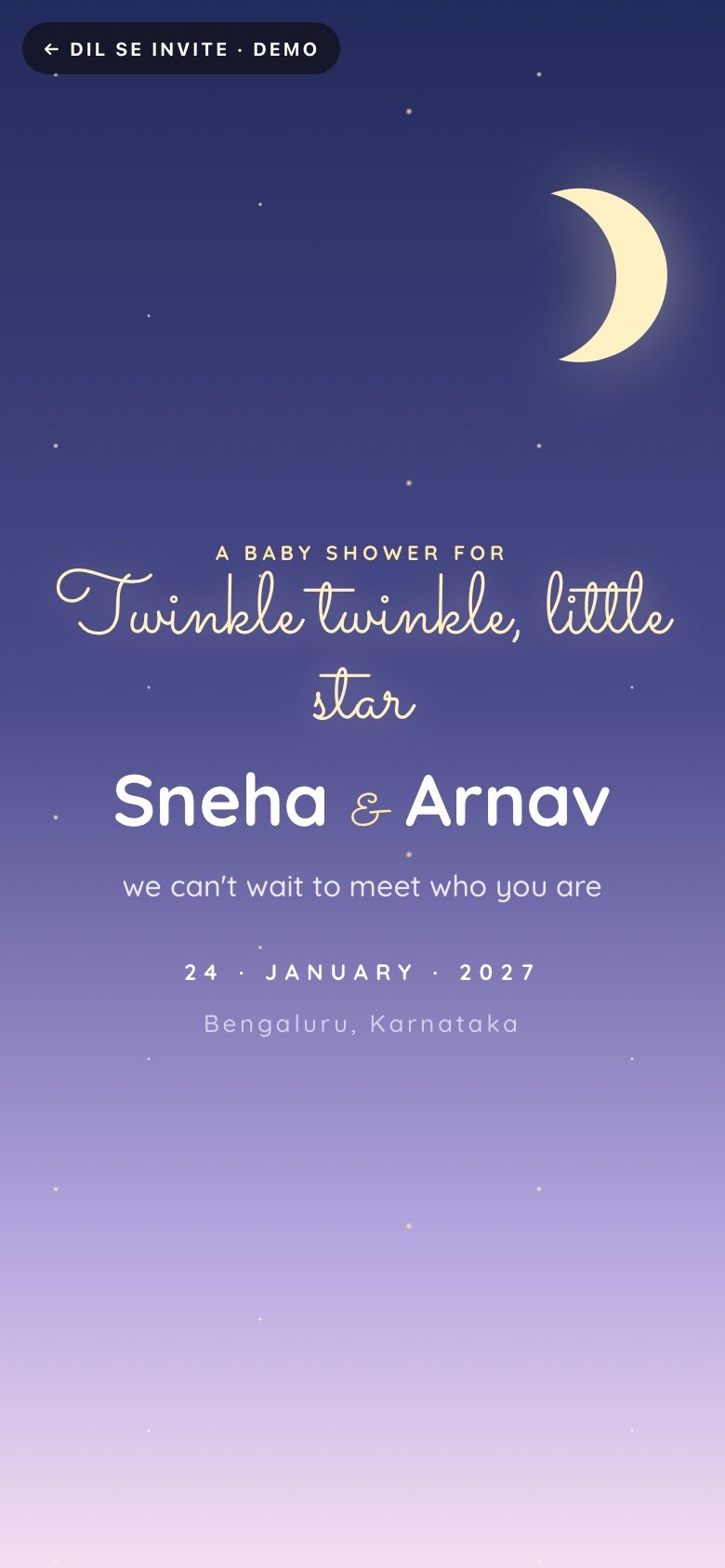 Twinkle Twinkle — Sneha × Arnav demo website