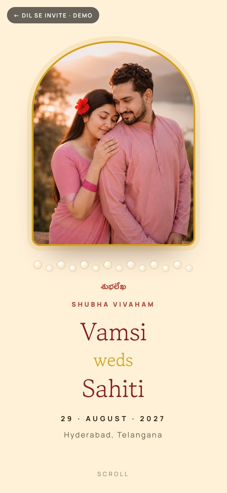 Talambralu — Vamsi × Sahiti demo website