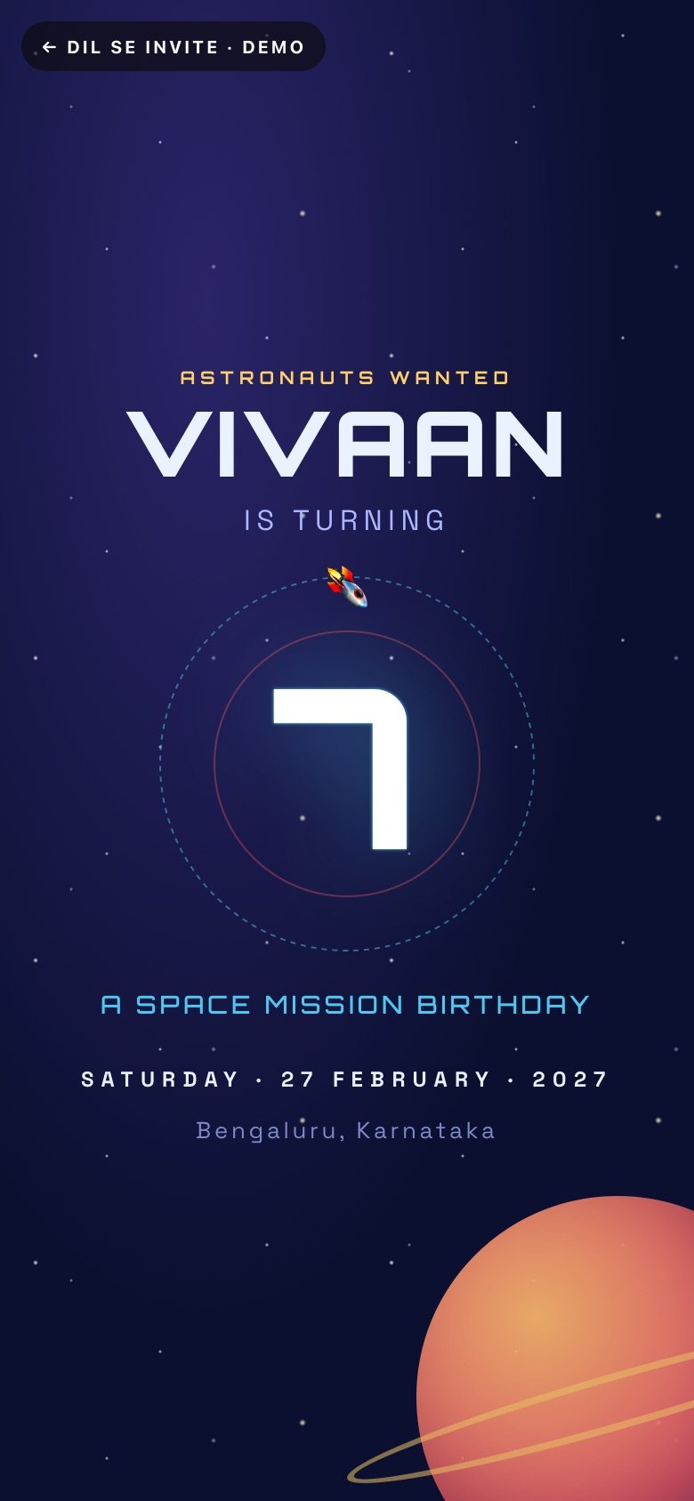 Space Mission — Vivaan turns 7 demo website