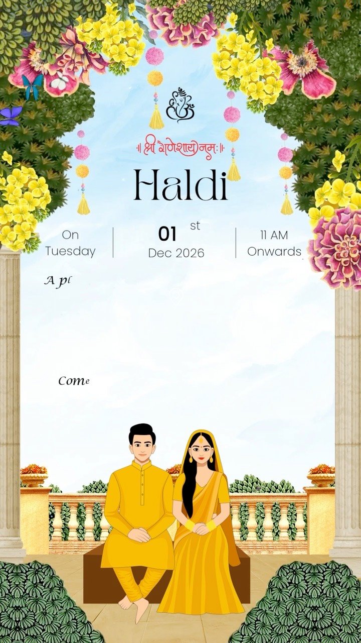 Suyash × Anushka — Illustrated Folk invitation by Dil Se Invite
